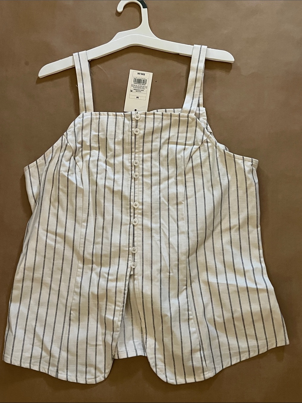 a new day White and Navy Striped Button-Front Camisole